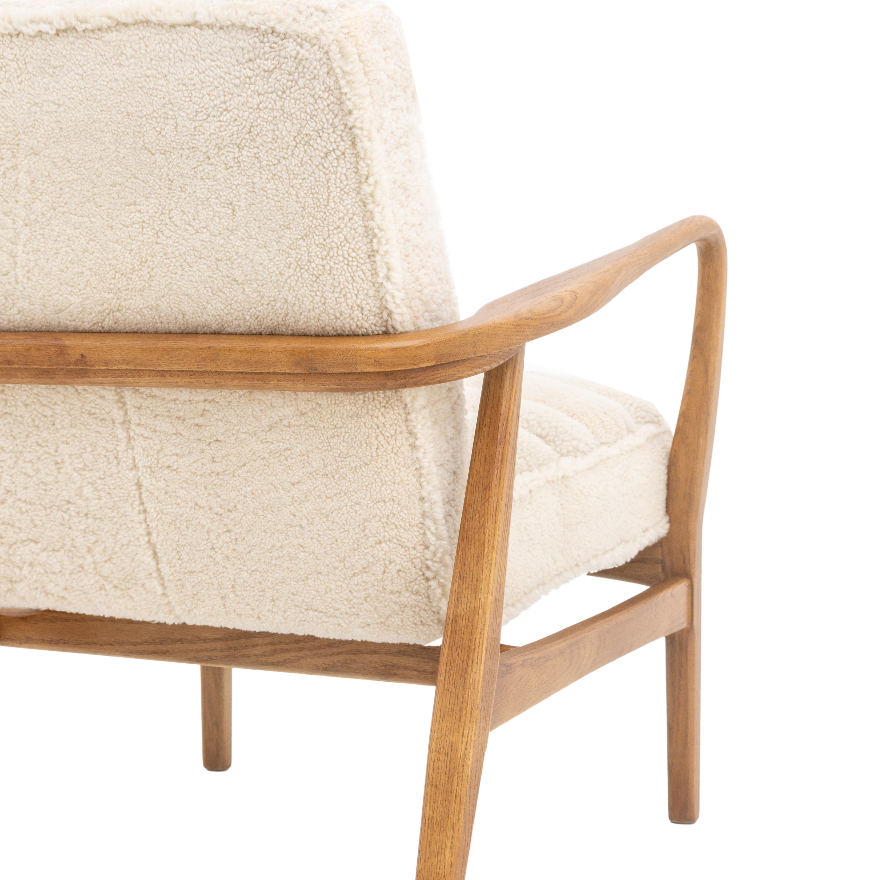 Langham Cream Sheepskin & Oak Wood Armchair